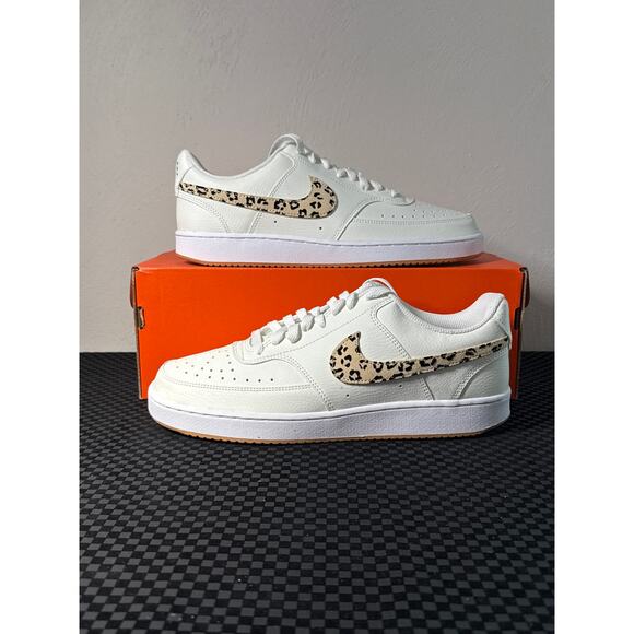 New Nike Court Vision, Sail Leopard Swoosh, Size 11 Women’s - Picture 1 of 12